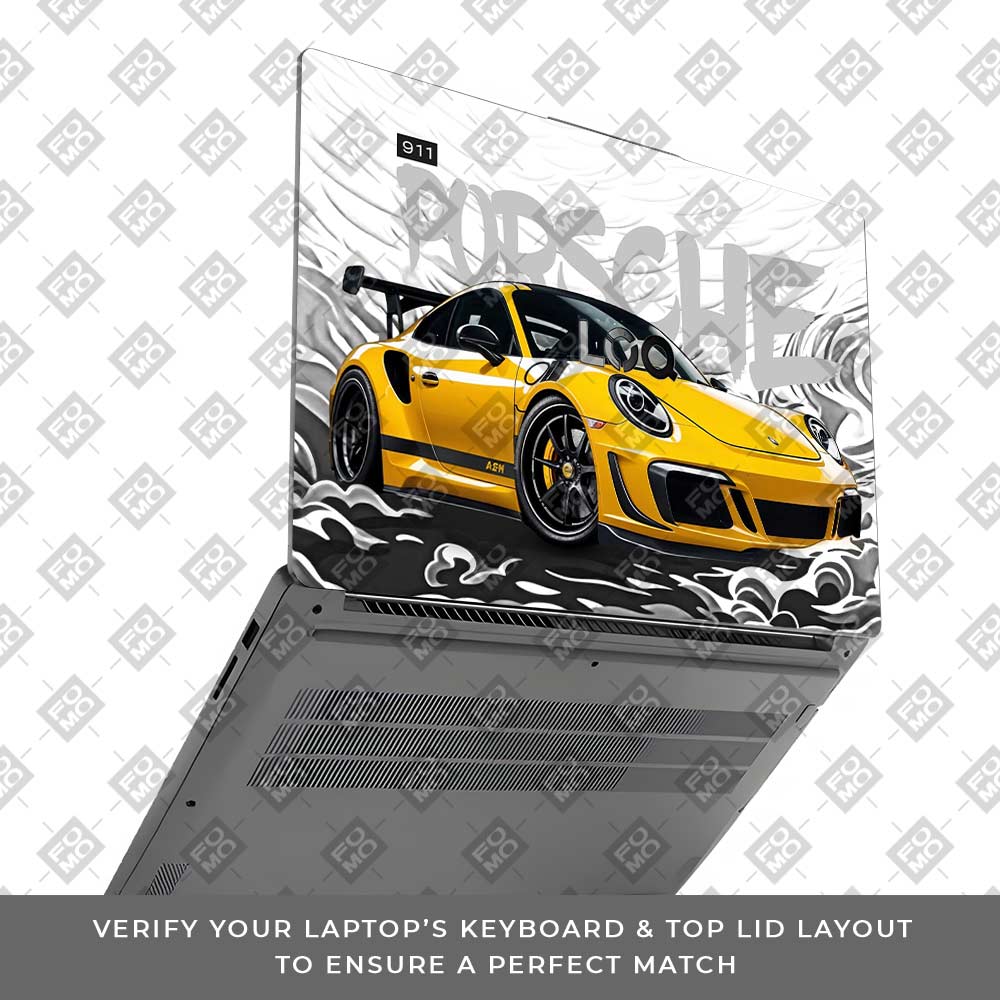 Porsche 911 Yellow Blaze Lenovo LOQ Essential 15IAX9E Laptop Skin