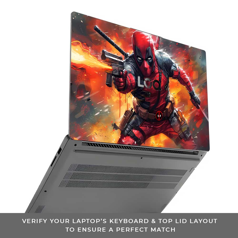 Deadpool in Action Lenovo LOQ Essential 15IAX9E Laptop Skin
