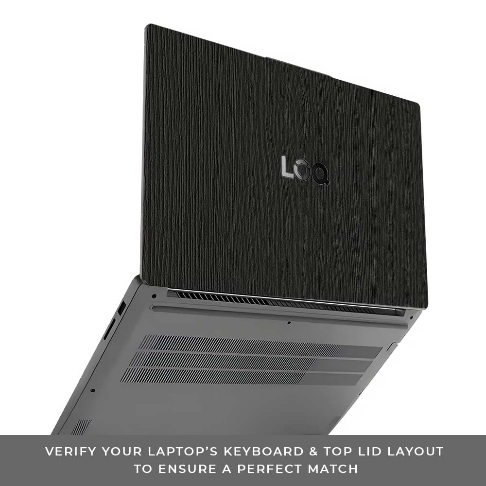 Textured Black Wood Lenovo LOQ Essential 15IAX9E Laptop Skin
