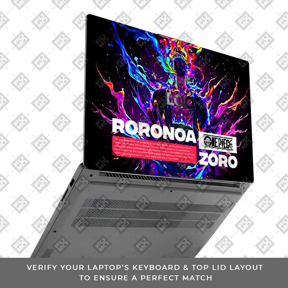 Zoro with Neon Flames Lenovo LOQ Essential 15IAX9E Laptop Skin