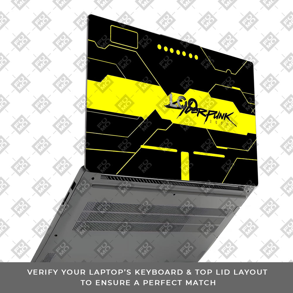 Cyberpunk Yellowline Grid Lenovo LOQ Essential 15IAX9E Laptop Skin