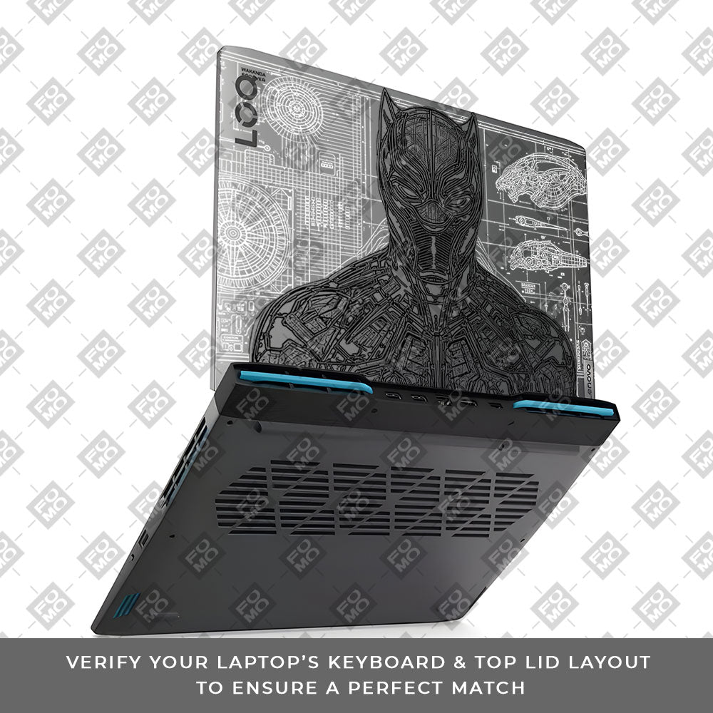 Transparent Black Panther Techshell Lenovo LOQ 2023 15IRH8, 15APH8 Laptop Skin