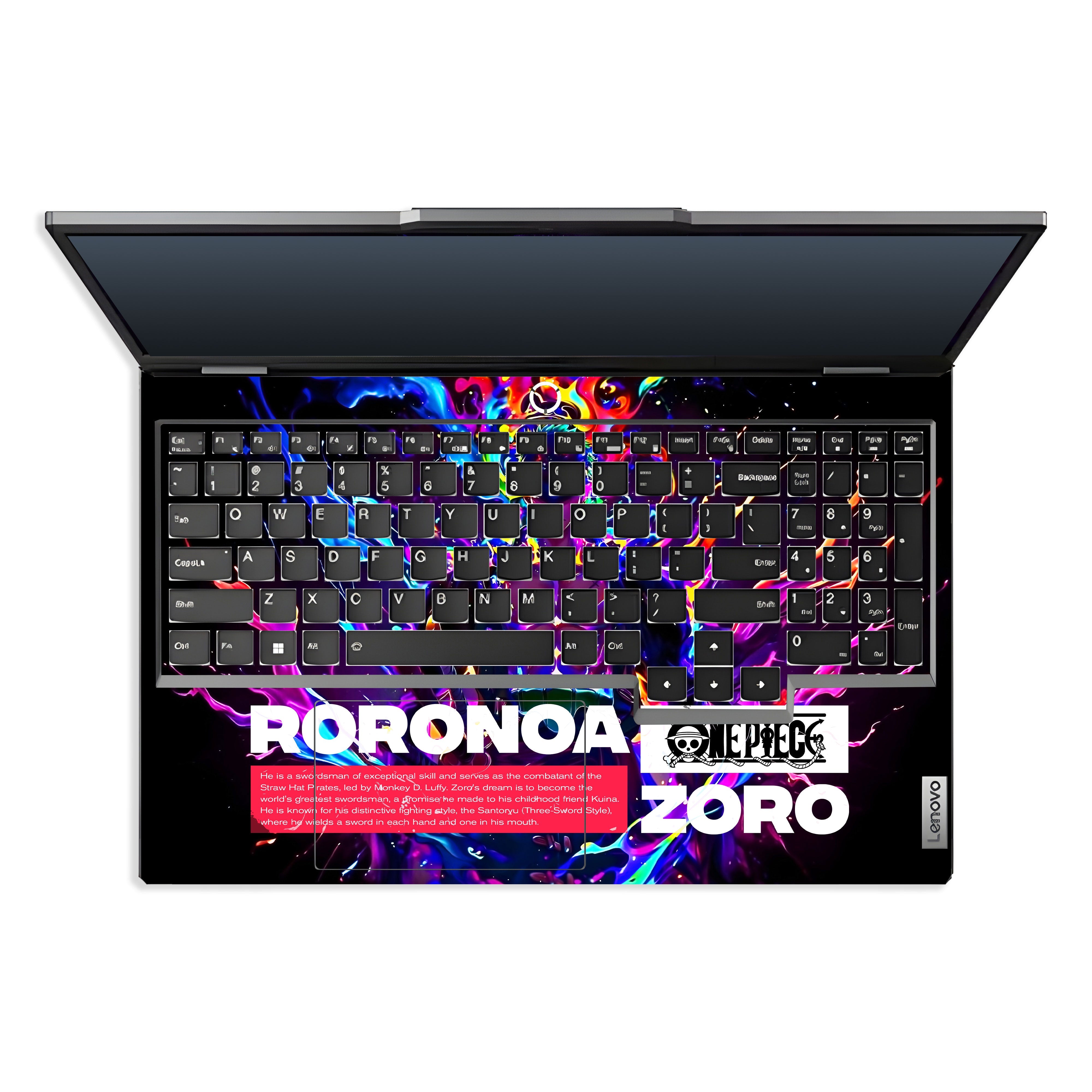 Zoro with Neon Flames Lenovo LOQ 2024, 2025 Laptop Skin