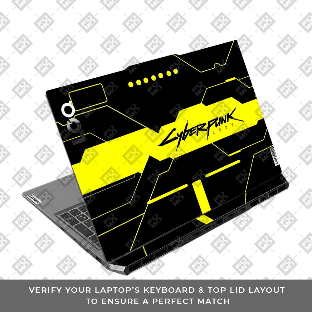 Cyberpunk Yellowline Grid Lenovo LOQ 2024, 2025 Laptop Skin