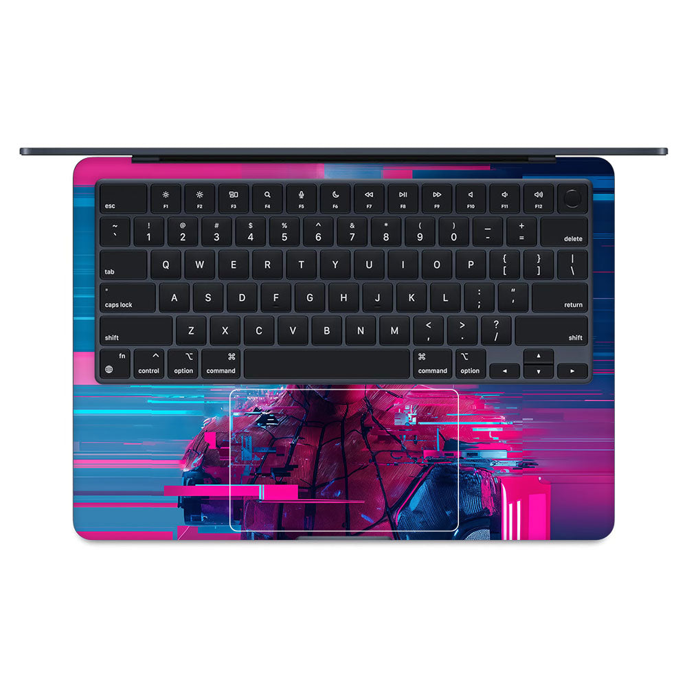 Glitch Spider Neon Web MacBook Air 13 M3 2024 Laptop Skin