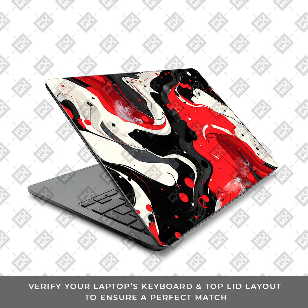 Red and White Paint Swirls MacBook Air 15 M5 2026 Laptop Skin