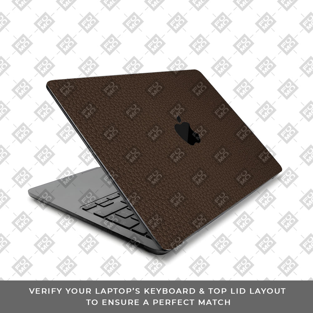 Textured Brown Leather MacBook Air 15 M5 2026 Laptop Skin