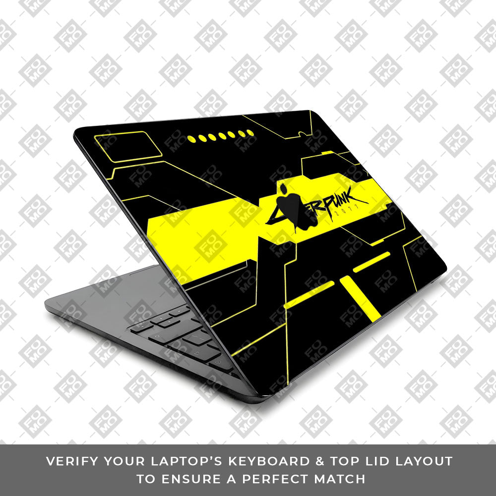 Cyberpunk Yellowline Grid MacBook Air 13 M5 2026 Laptop Skin
