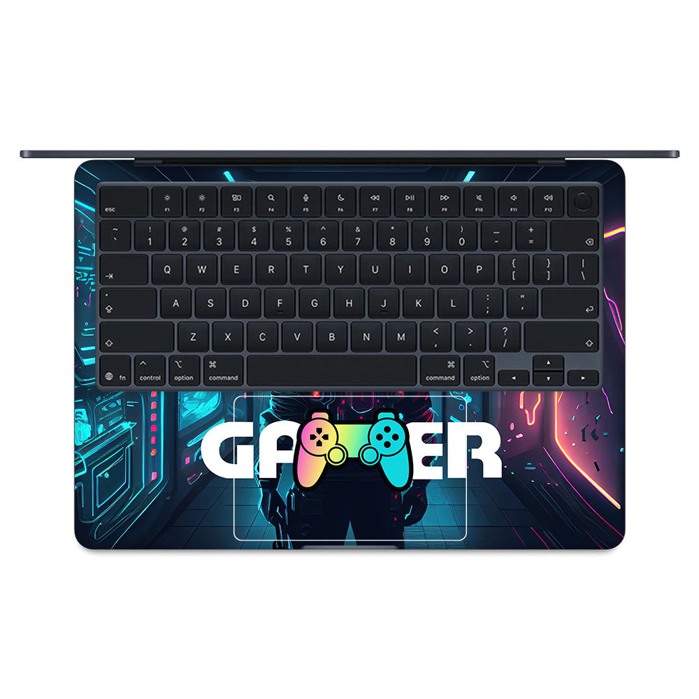 Gamer in Glowing Background MacBook Air 13 M5 2026 Laptop Skin