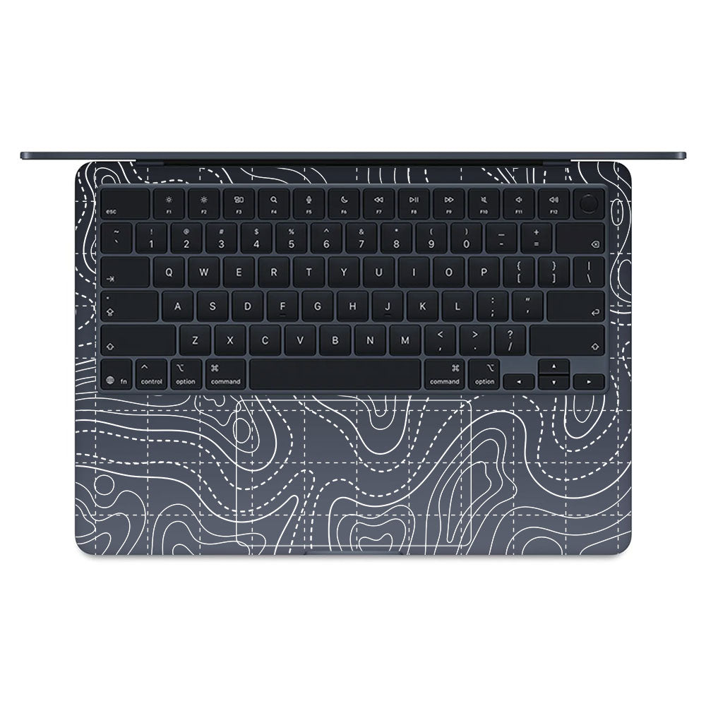 Transparent Abstract Contour Grid Lines Macbook Air 13 M5 2026 Laptop Skin