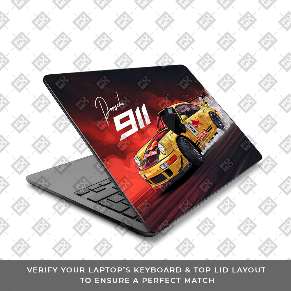 Porsche 911 Red Bull Classic Racer Macbook Air 15 M5 2026 3D Laptop Skin