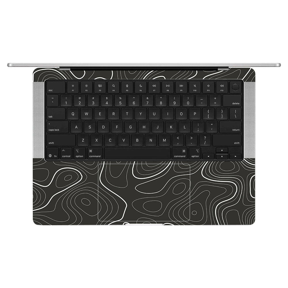 Grayscale Topographic Lines MacBook Pro 14 M5 Pro/Max 2026 Laptop Skin
