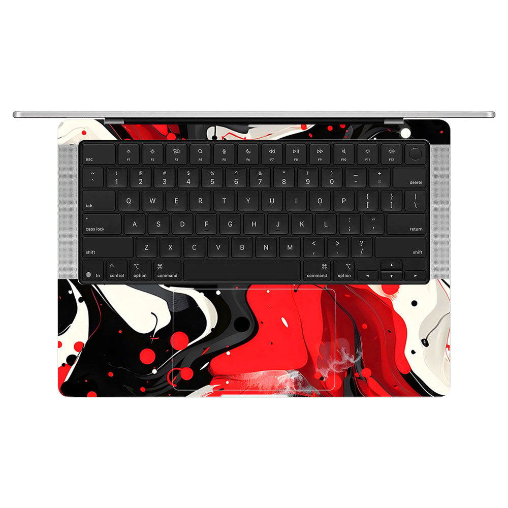 Red and White Paint Swirls MacBook Pro 14 M5 Pro/Max 2026 Laptop Skin