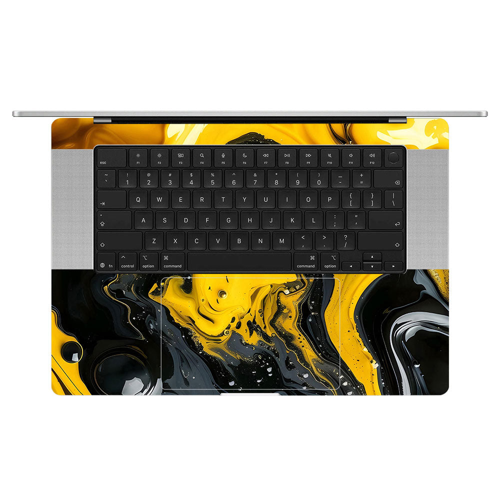 Yellow and Black Paint Swirls MacBook Pro 16 M5 Pro/Max 2026 Laptop Skin