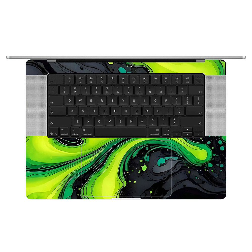 Green Paint Swirls MacBook Pro 16 M5 Pro/Max 2026 Laptop Skin