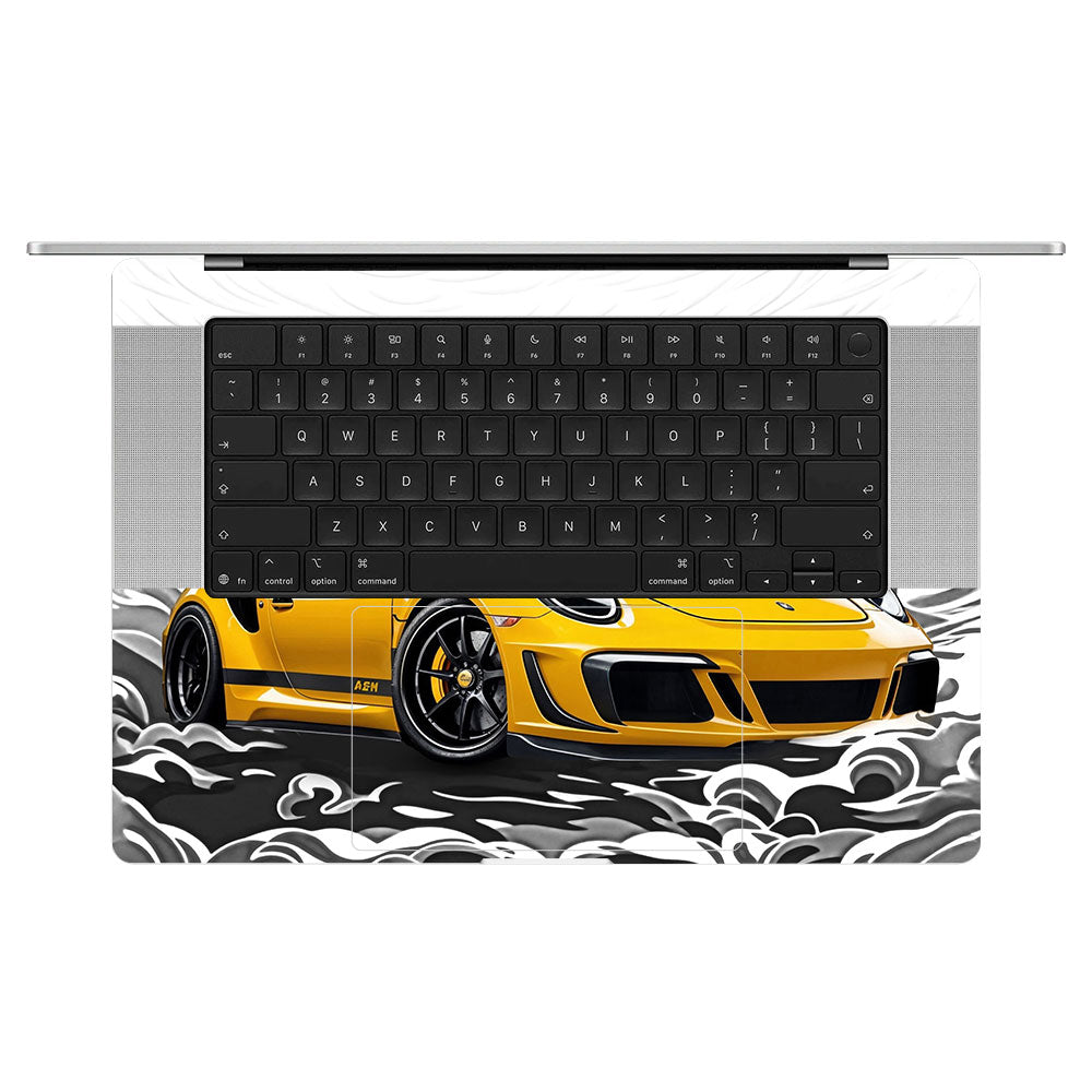 Porsche 911 Yellow Blaze MacBook Pro 16 M5 Pro/Max 2026 Laptop Skin