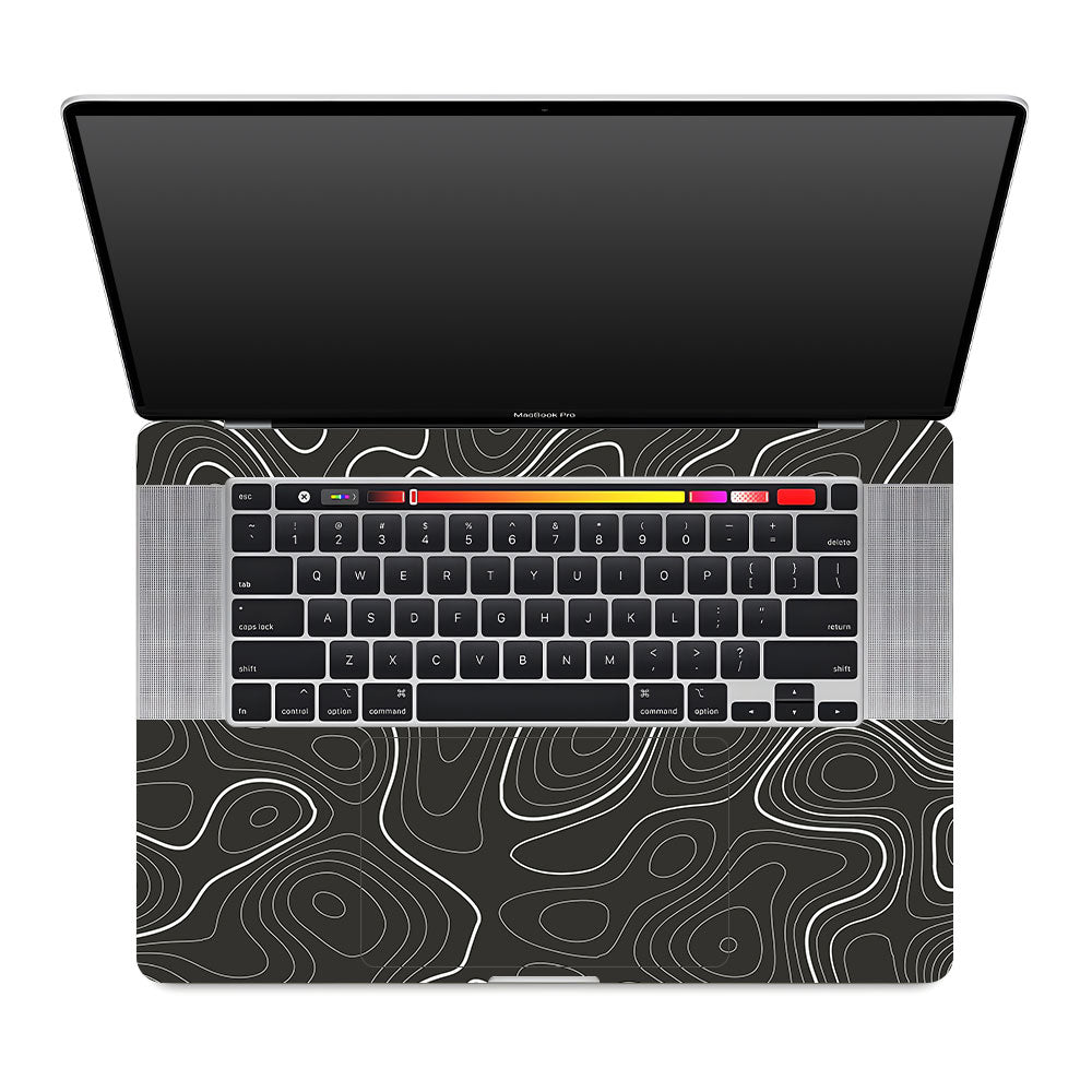 Grayscale Topographic Lines MacBook Pro 16 2019 Laptop Skin