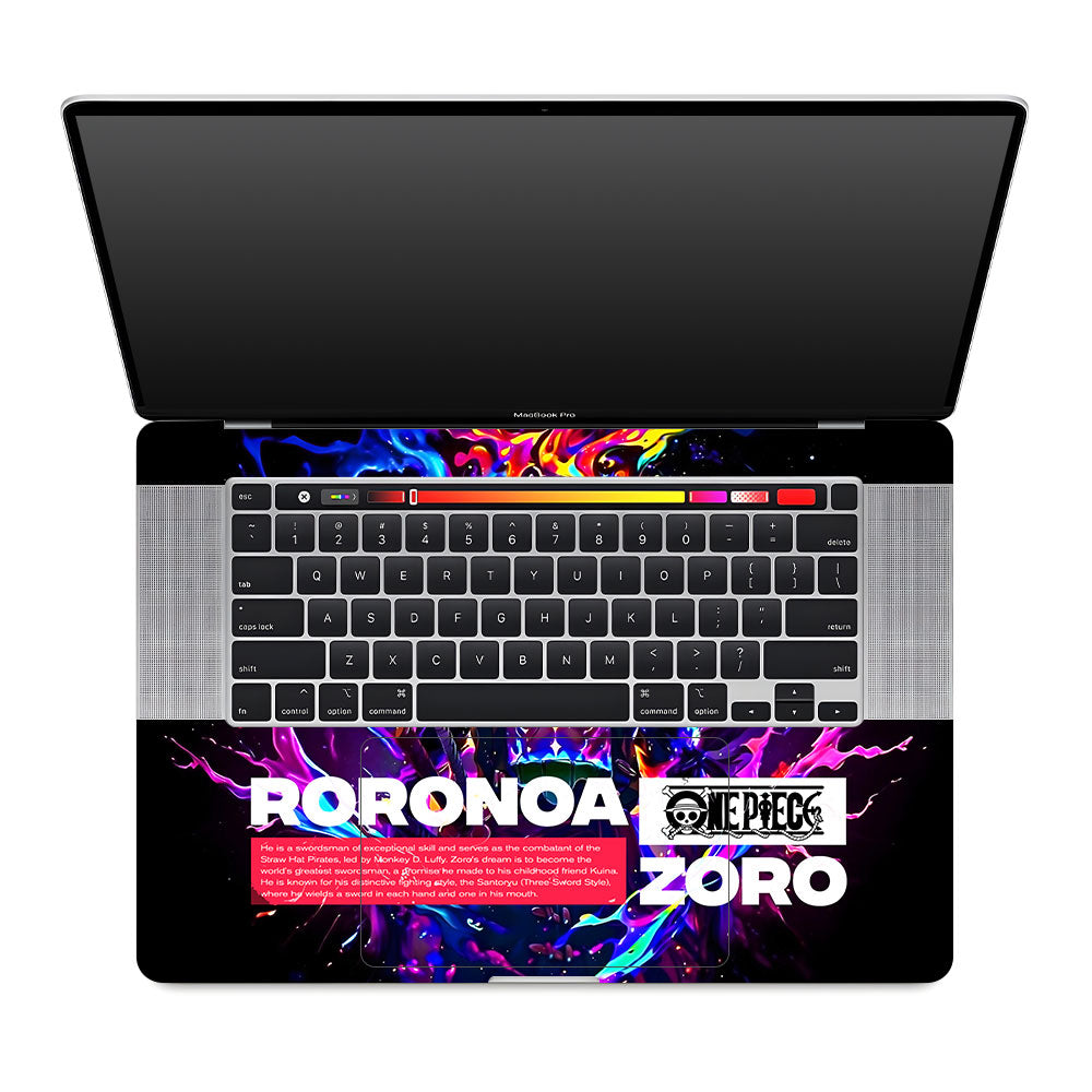 Zoro with Neon Flames MacBook Pro 16 2019 Laptop Skin