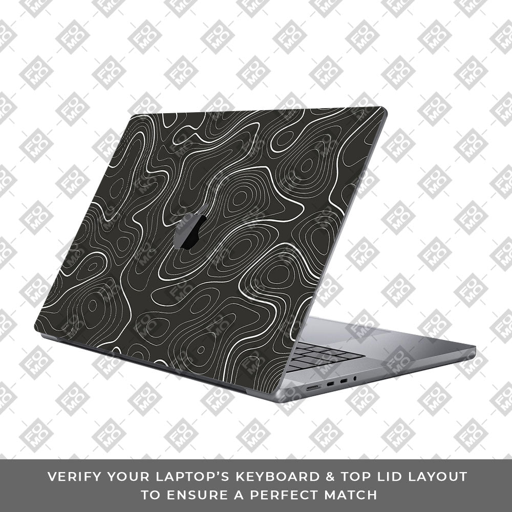 Grayscale Topographic Lines MacBook Pro 16 2019 Laptop Skin