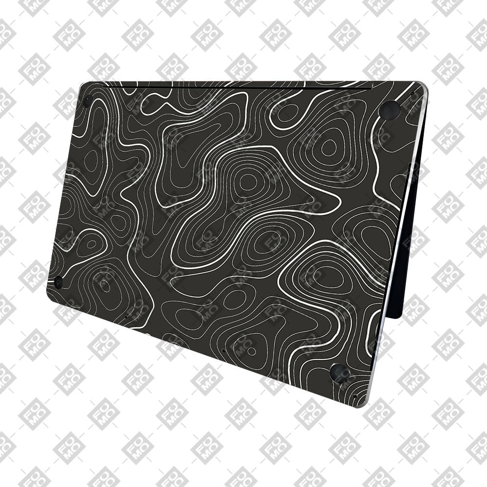 Grayscale Topographic Lines MacBook Pro 16 2019 Laptop Skin