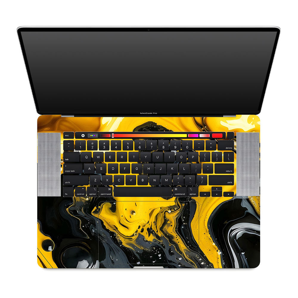 Yellow and Black Paint Swirls MacBook Pro 16 2019 Laptop Skin