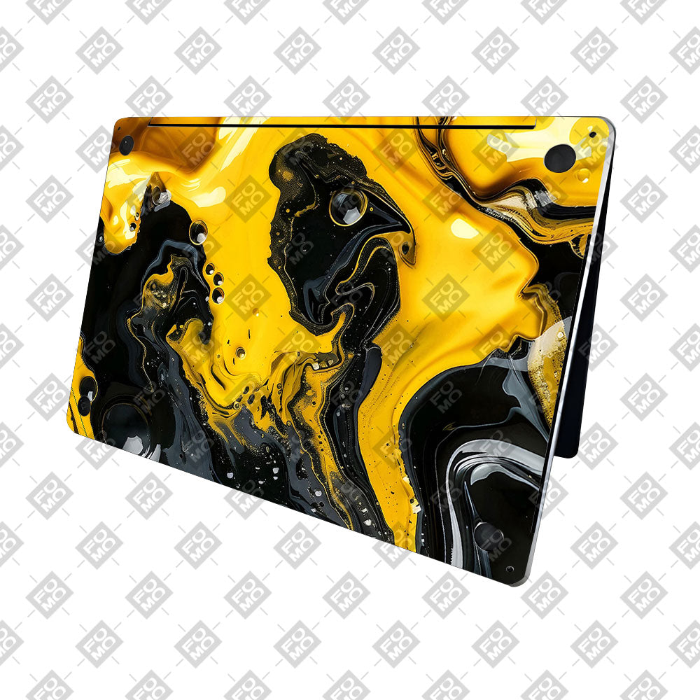 Yellow and Black Paint Swirls MacBook Neo 13 Laptop Skin