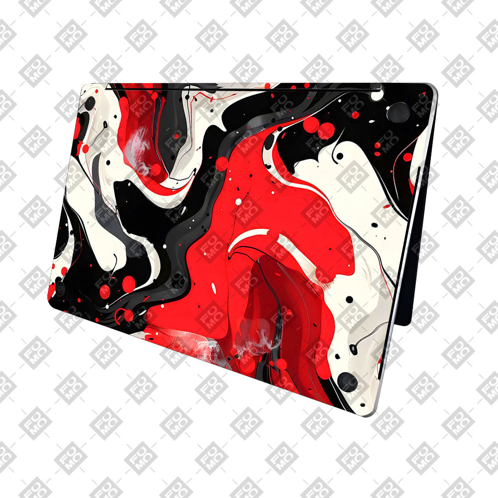 Red and White Paint Swirls MacBook Neo 13 Laptop Skin