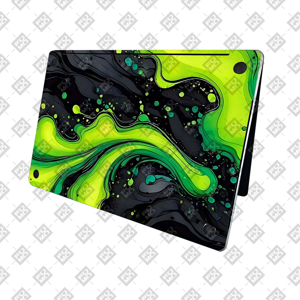 Neon Green Paint Swirls MacBook Neo 13 Laptop Skin