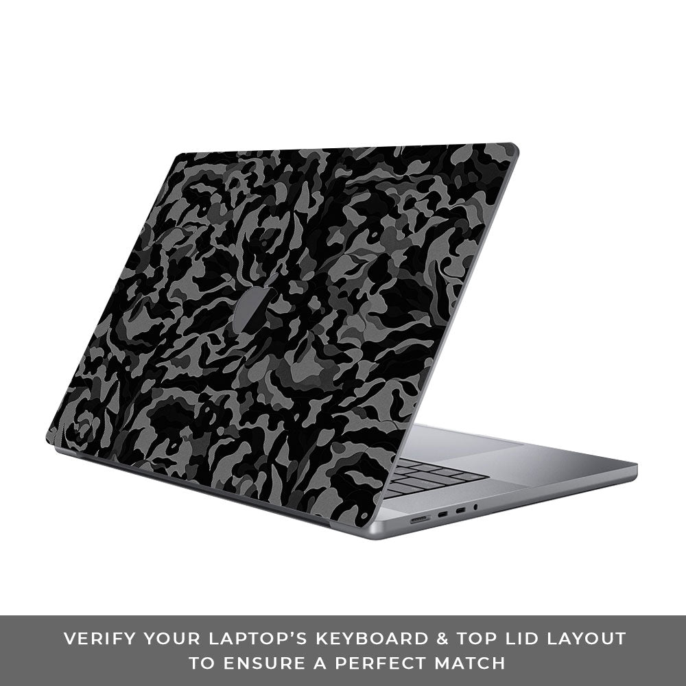 Textured Black Camouflage MacBook Neo Laptop Skin