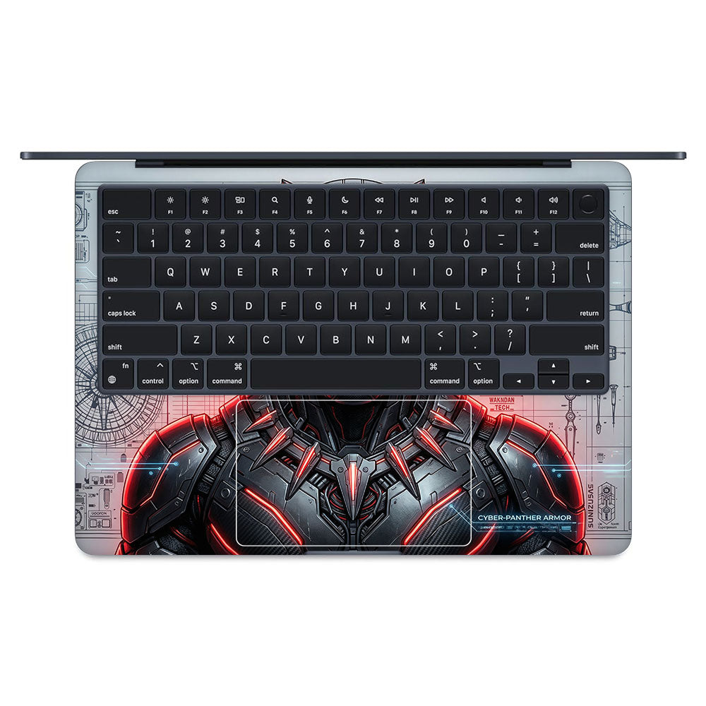 Futuristic Black Panther MacBook Air 13 M4 2025 3D Laptop Skin