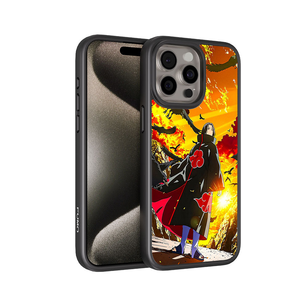 Itachi Uchiha Walking in Flames with Crows with Shockguard Armour Magsafe Case for Apple iPhone 15 Pro Max