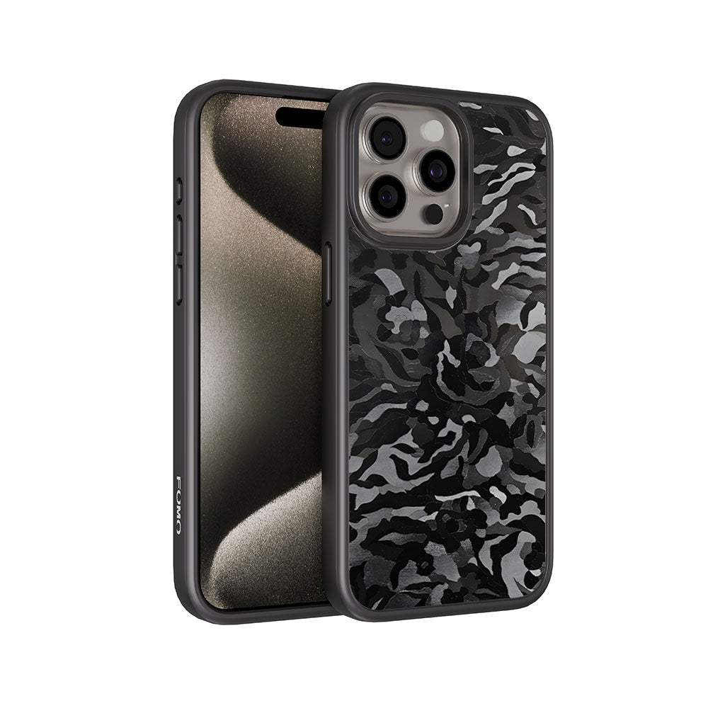 Black Camouflage Textured Skin with Shockguard Armour Magsafe Case for Apple iPhone 15 Pro Max