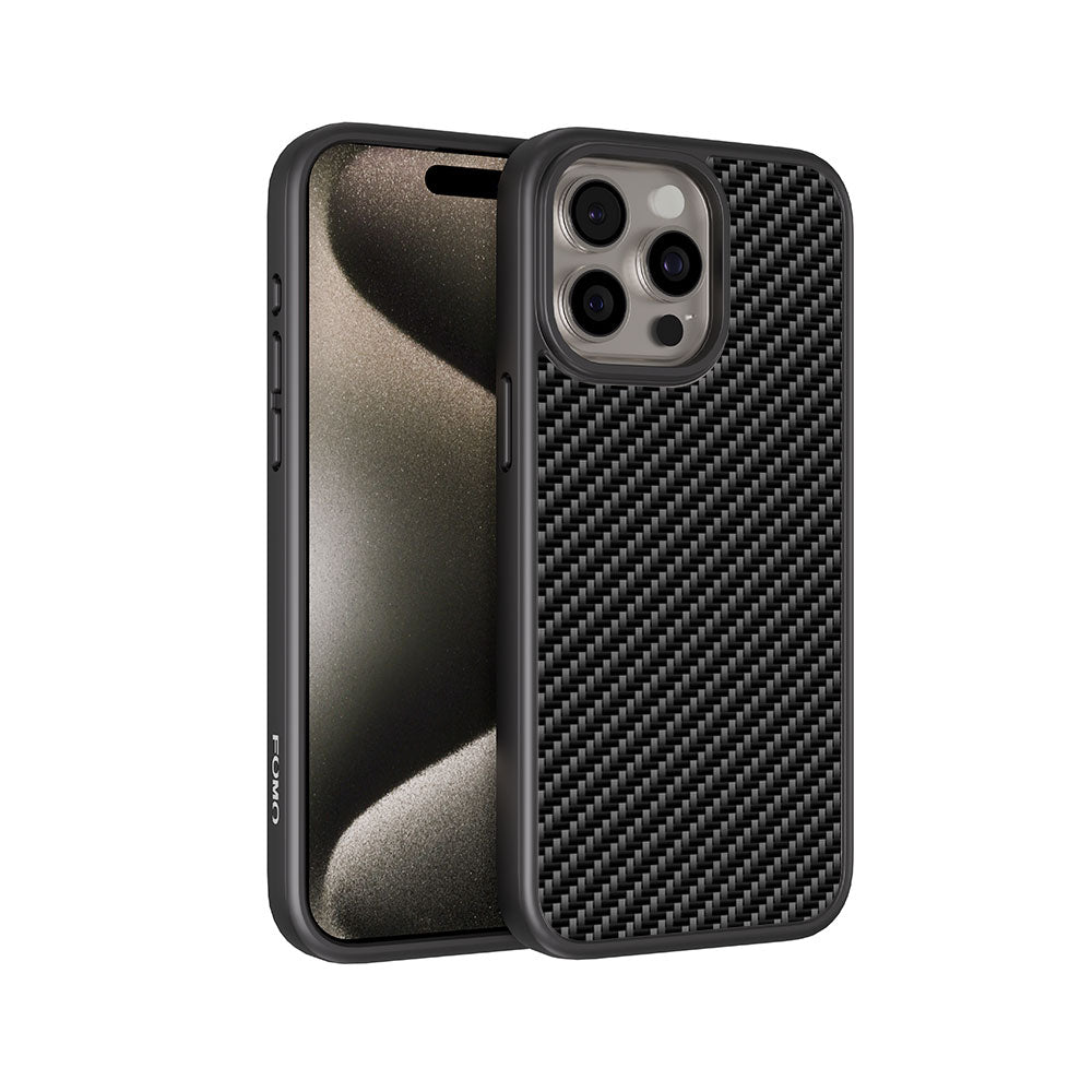 Carbon Fiber Textured Skin with Shockguard Armour Magsafe Case for Apple iPhone 15 Pro Max