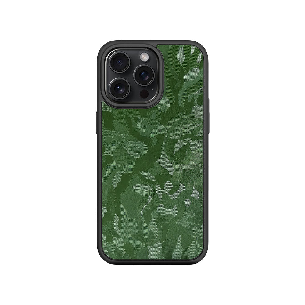 Green Camouflage Textured Skin with Shockguard Armour Magsafe Case for Apple iPhone 15 Pro Max