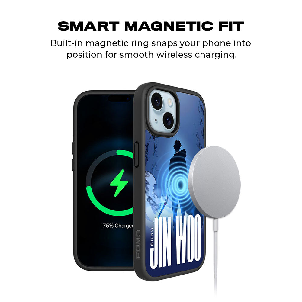 Jin Woo S-Rank Hunter Skin with Shockguard Armour Magsafe Case for Apple iPhone 15 Plus