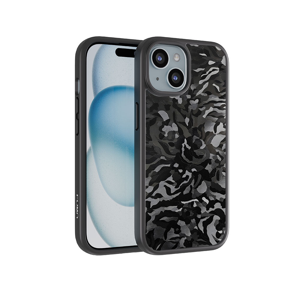Black Camouflage Textured Skin with Shockguard Armour Magsafe Case for Apple iPhone 15 Plus