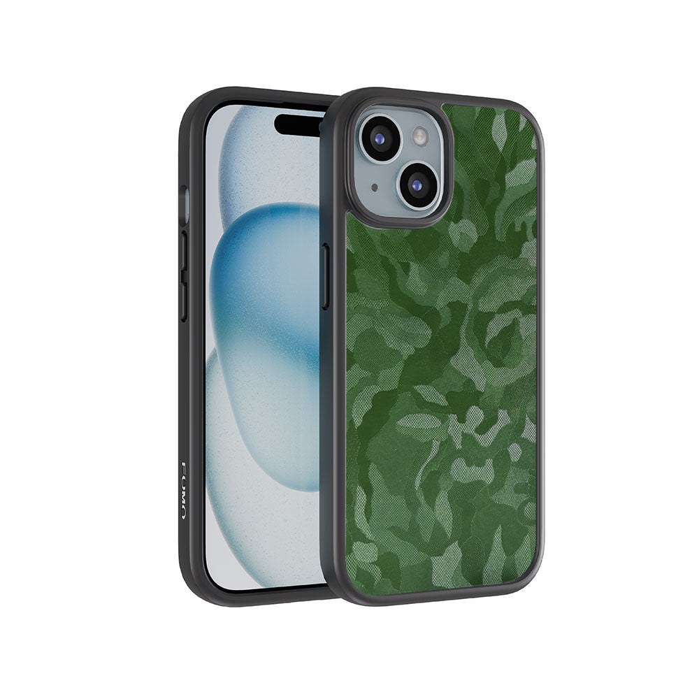 Green Camouflage Textured Skin with Shockguard Armour Magsafe Case for Apple iPhone 15 Plus
