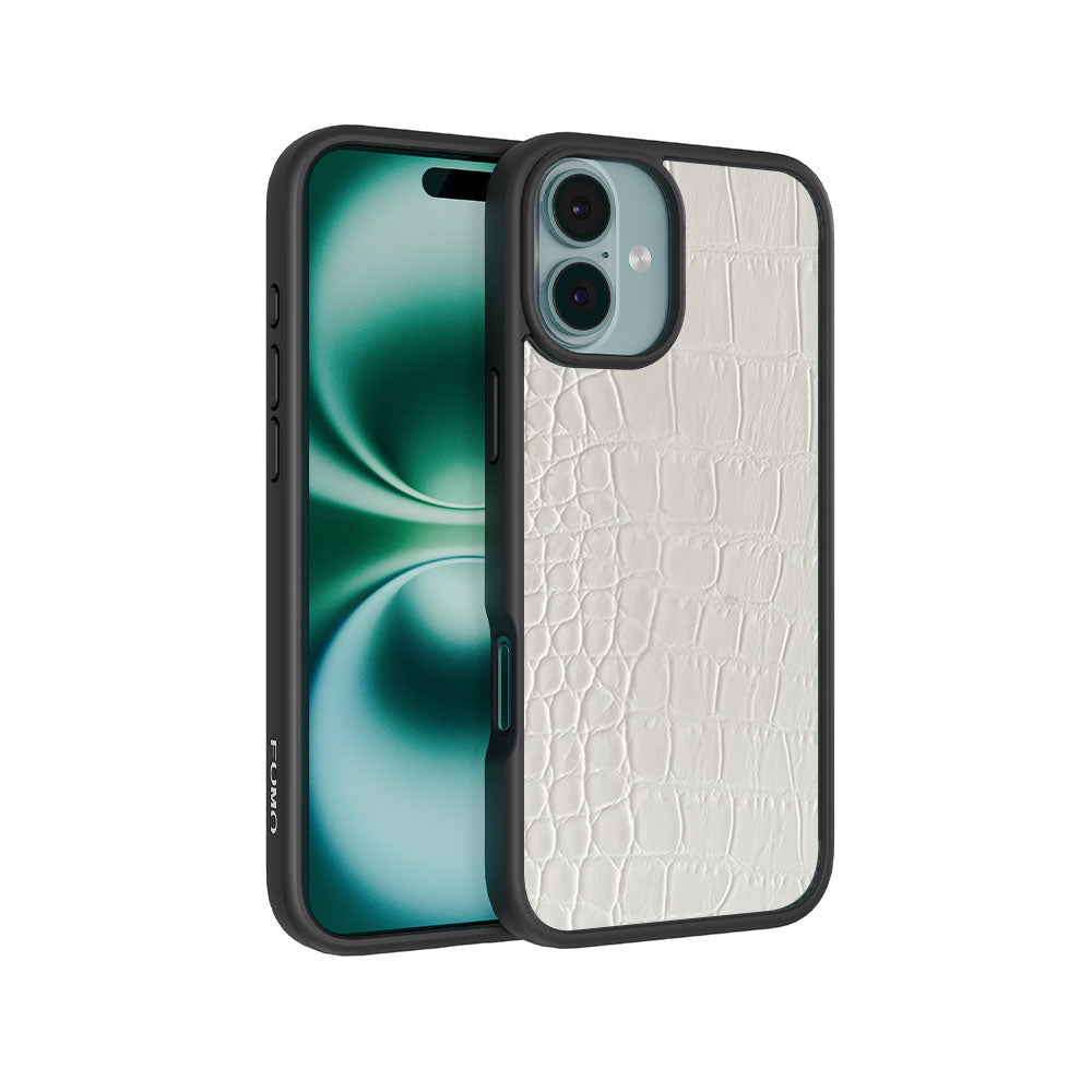White Crocodile Textured Skin with Shockguard Armour Magsafe Case for Apple iPhone 16 Plus