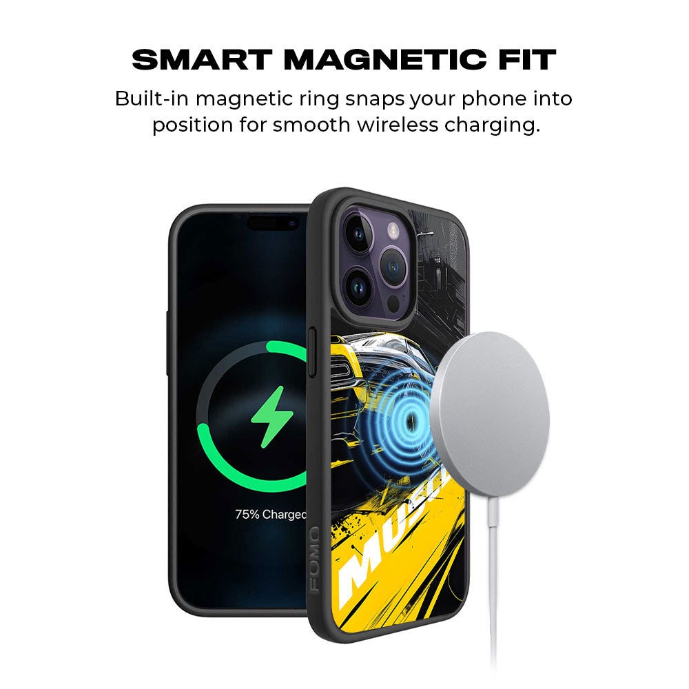 Black Muscle Skin with Shockguard Armour Magsafe Case for Apple iPhone 15 Pro