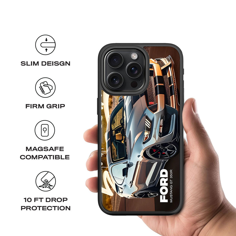 Ford Mustang GT 350R Skin with Shockguard Armour Magsafe Case for Apple iPhone 15 Pro