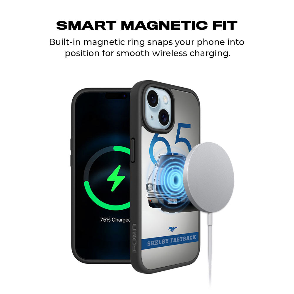 Cobalt Blue Shelby Mustang GT350 Skin with Shockguard Armour Magsafe Case for Apple iPhone 15 Plus