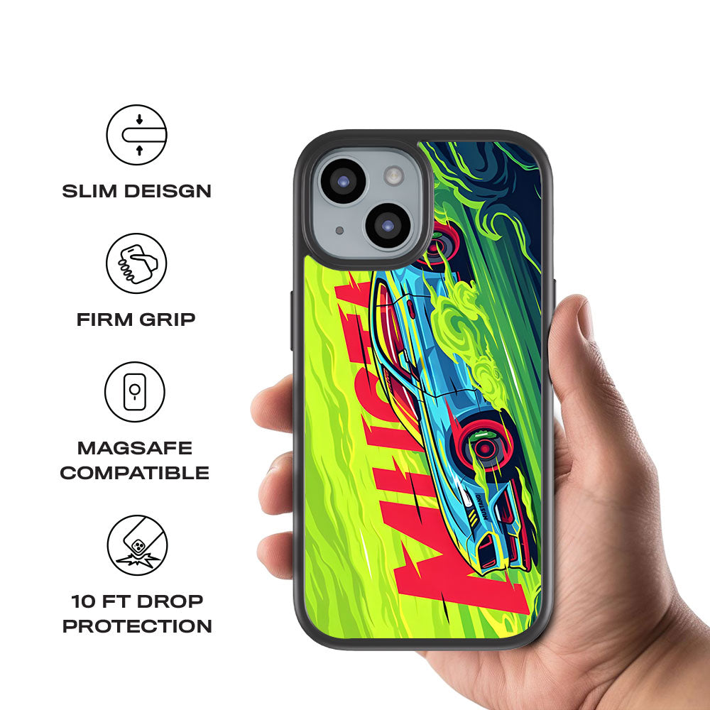 Ford Mustang Skin with Shockguard Armour Magsafe Case for Apple iPhone 15