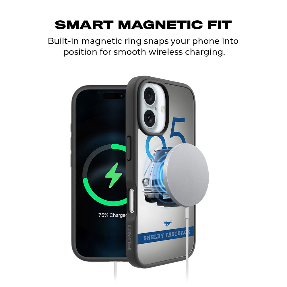Cobalt Blue Shelby Mustang GT350 Skin with Shockguard Armour Magsafe Case for Apple iPhone 16 Plus