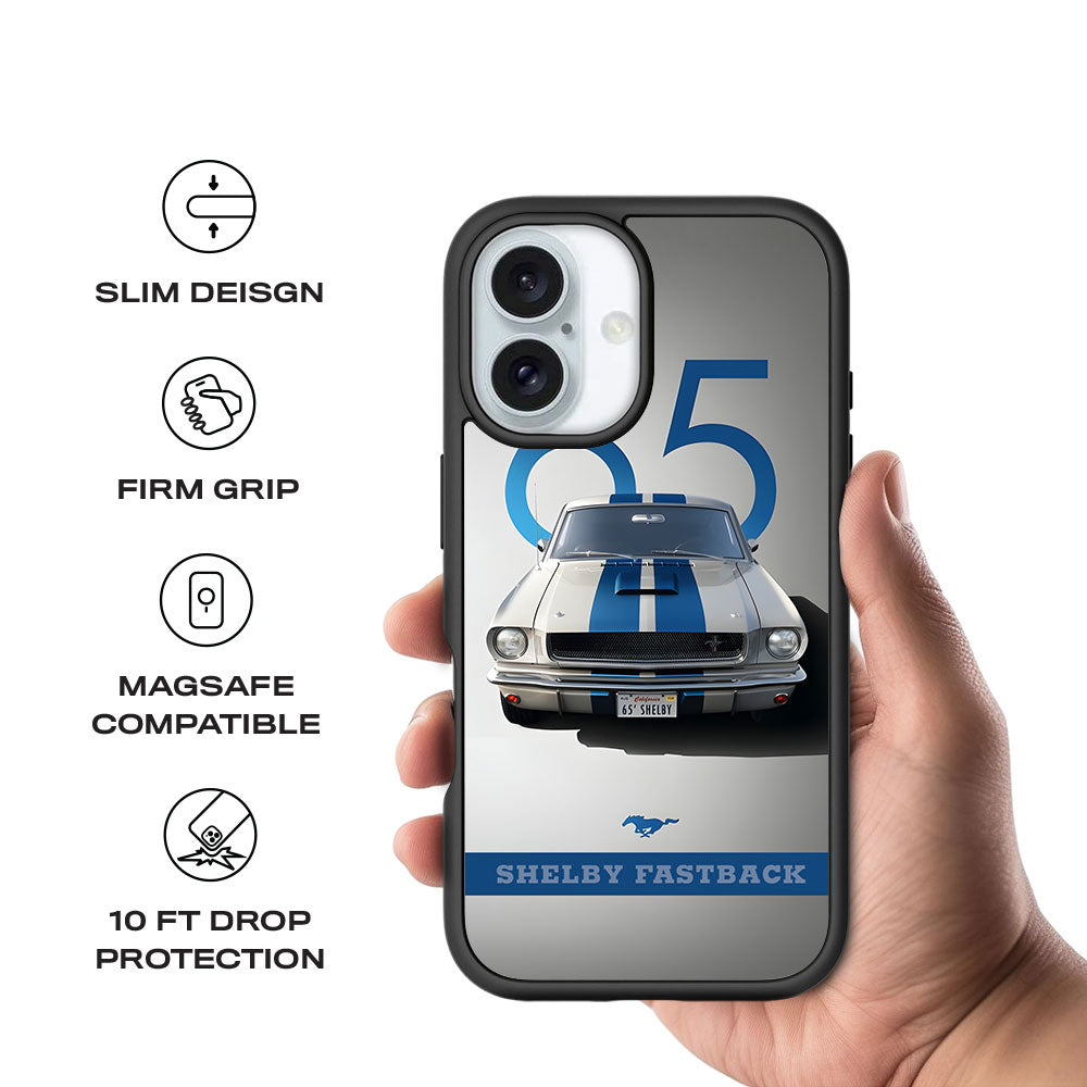 Cobalt Blue Shelby Mustang GT350 Skin with Shockguard Armour Magsafe Case for Apple iPhone 16