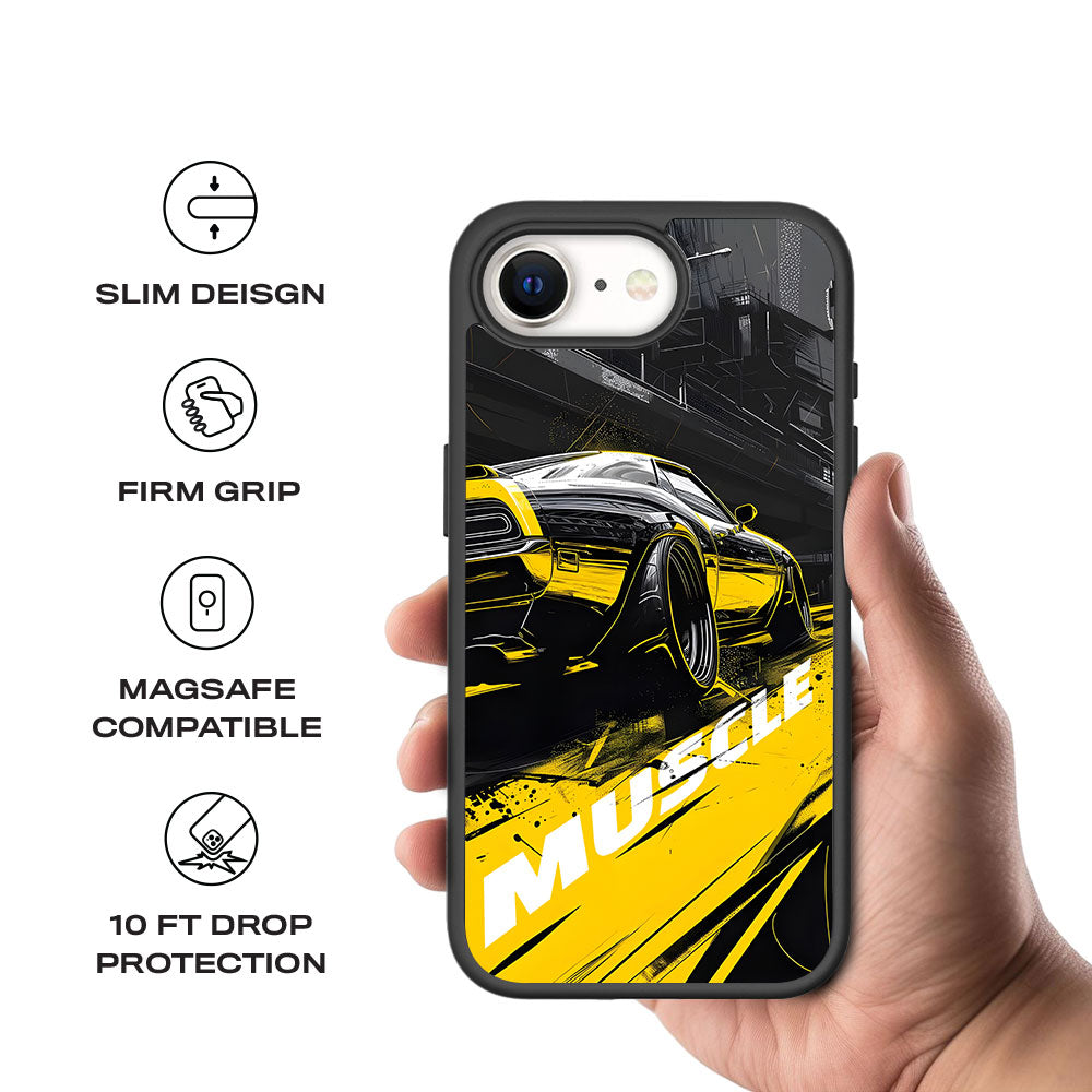 Black Muscle Skin with Shockguard Armour Magsafe Case for Apple iPhone 16E