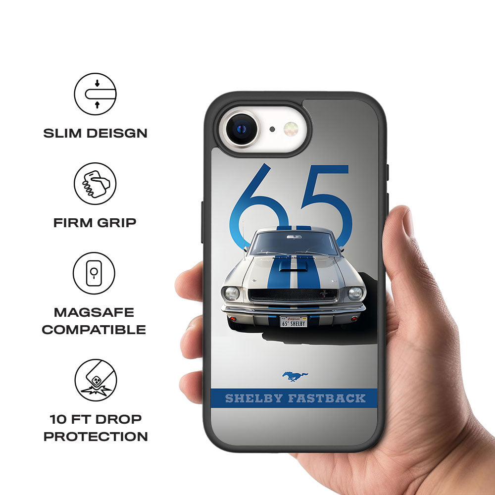 Cobalt Blue Shelby Mustang GT350 Skin with Shockguard Armour Magsafe Case for Apple iPhone 16E