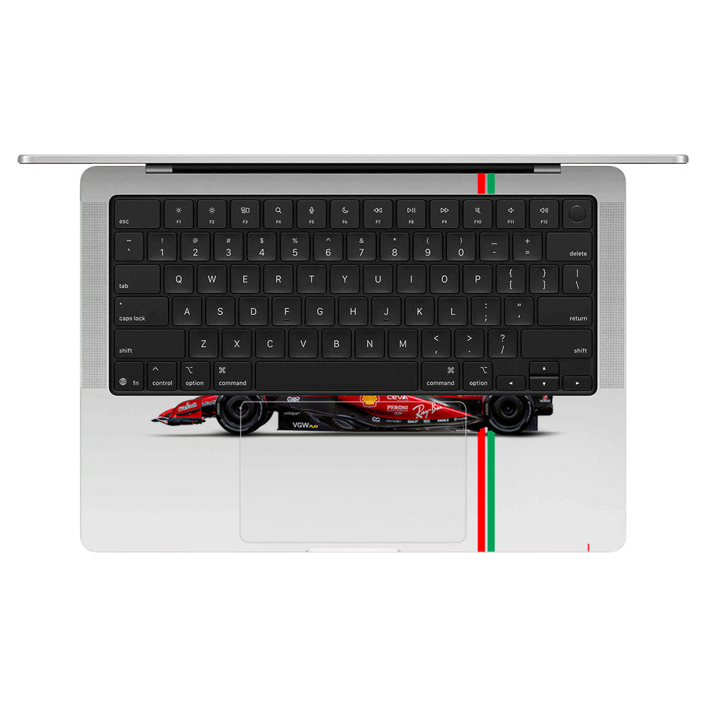 Transparent Ferrari Flame Macbook Pro 14 M5 2025 Laptop Skin