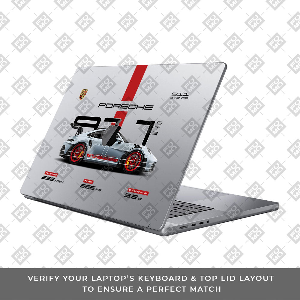 Transparent Porsche 911 GT3 RS Macbook Pro 14 M5 2025 Laptop Skin