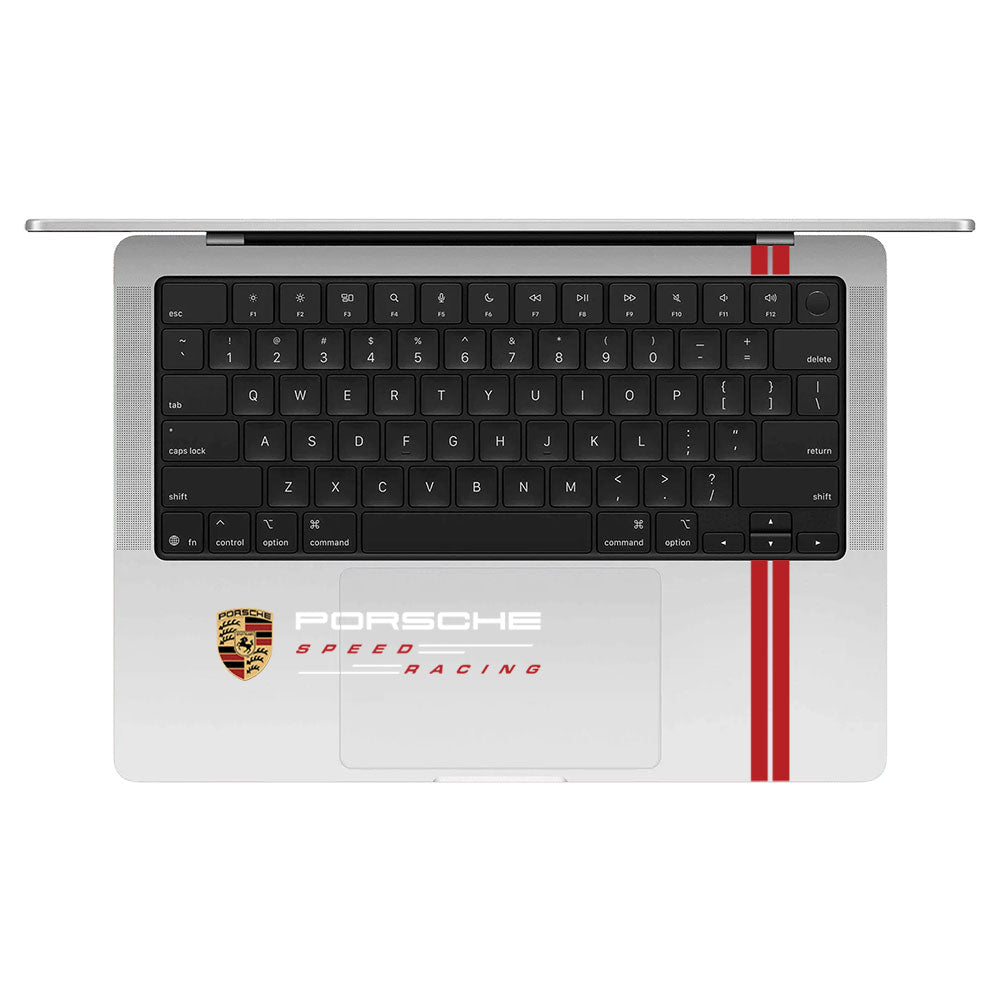 Transparent Porsche Speed Racing Macbook Pro 14 M5 2025 Laptop Skin