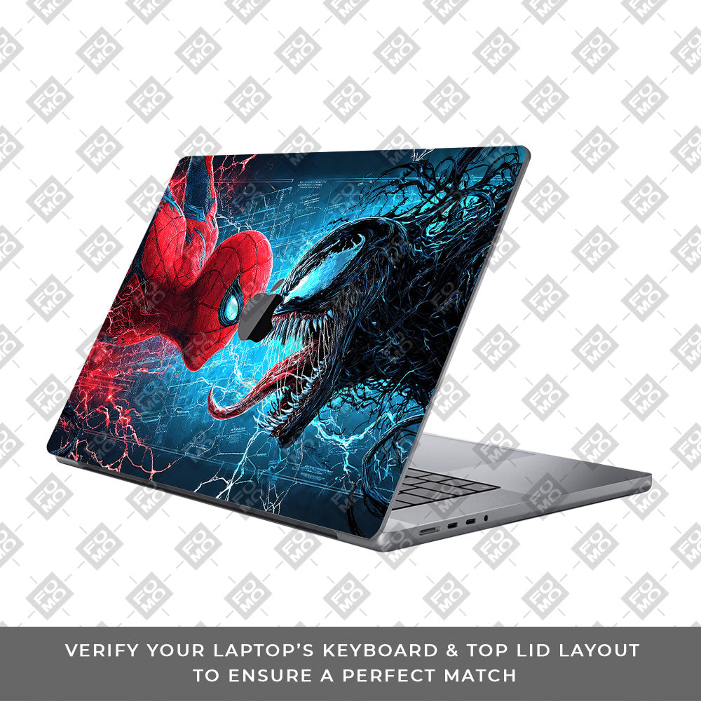 Spiderman vs Venom Showdown MacBook Pro 14 M5 2025 3D Laptop Skin